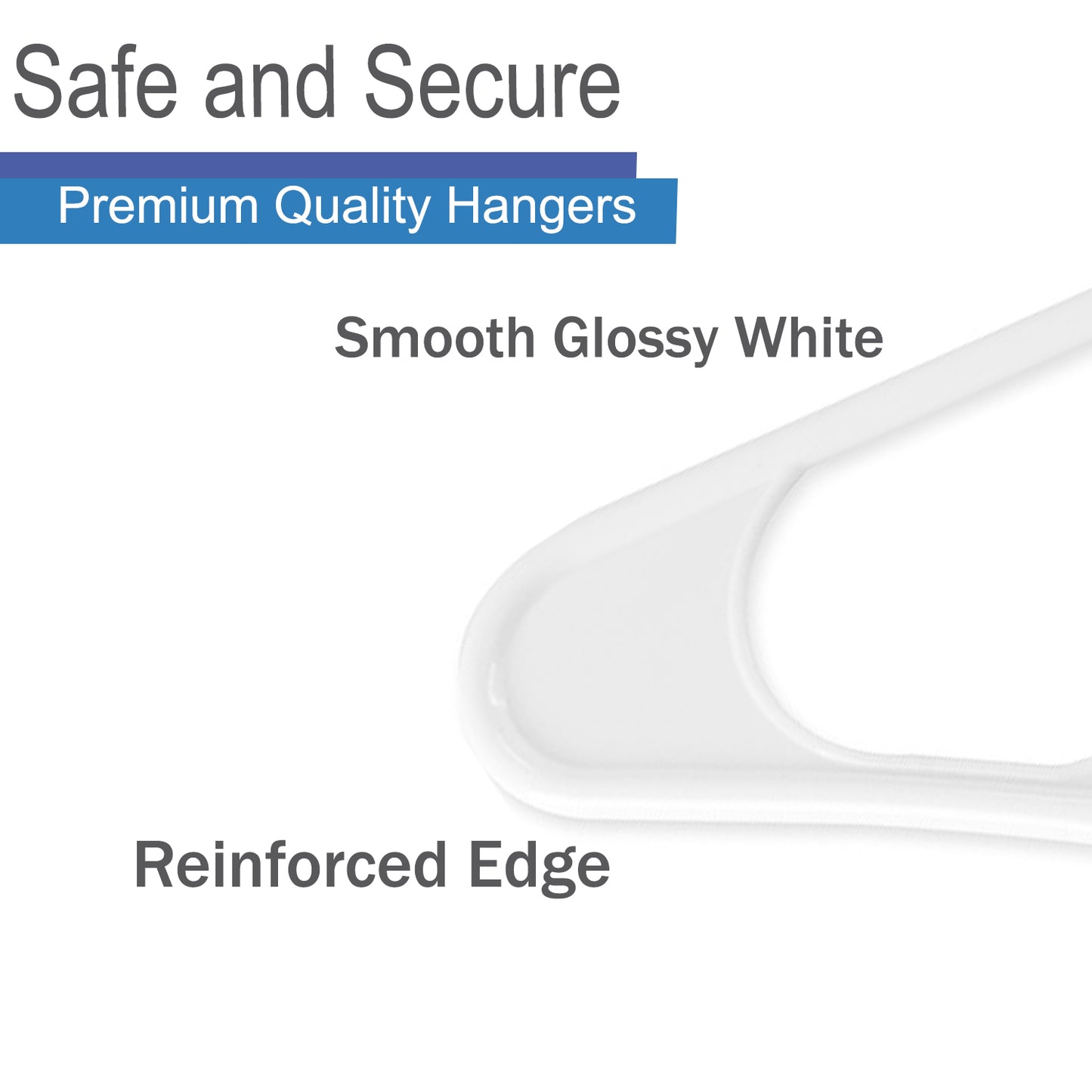 Heshberg Plastic Hangers with Hooks Standard Size  50 Pack, White