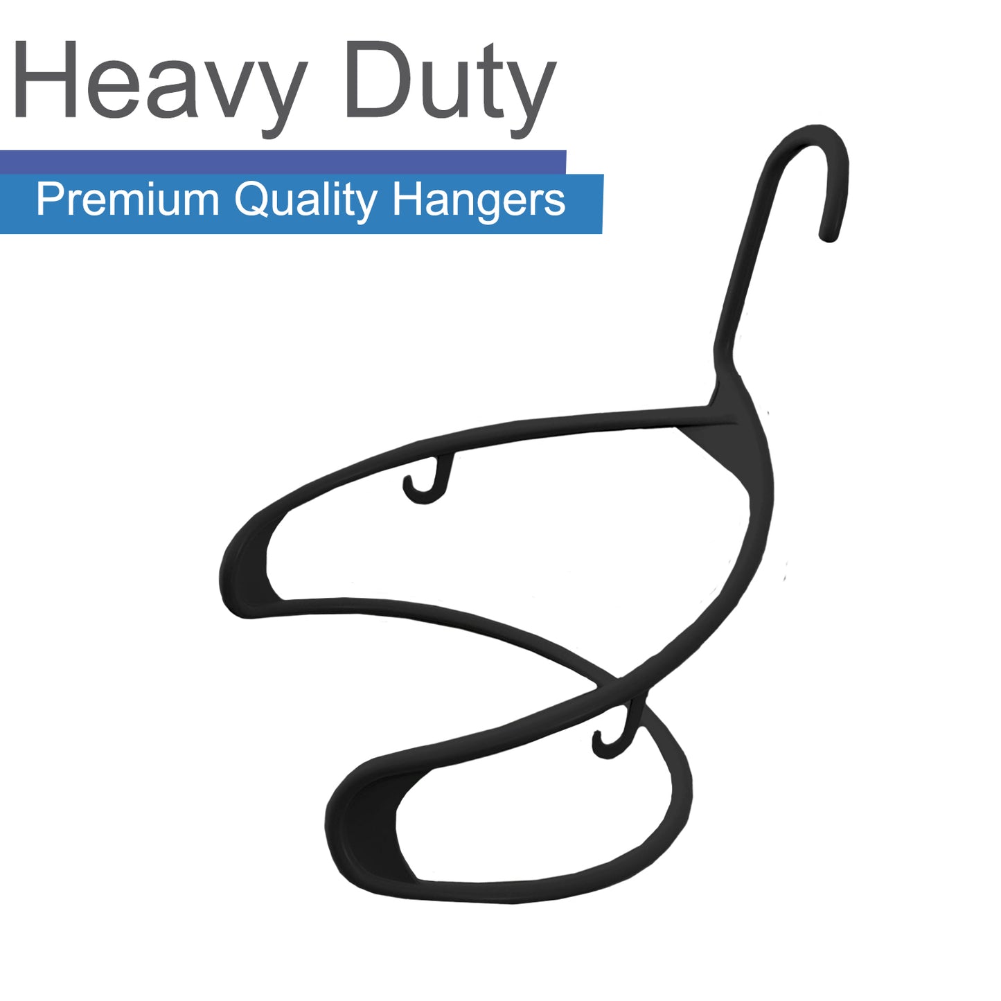 Heshberg Plastic Hangers with Hooks Standard Size 50 Pack, Black