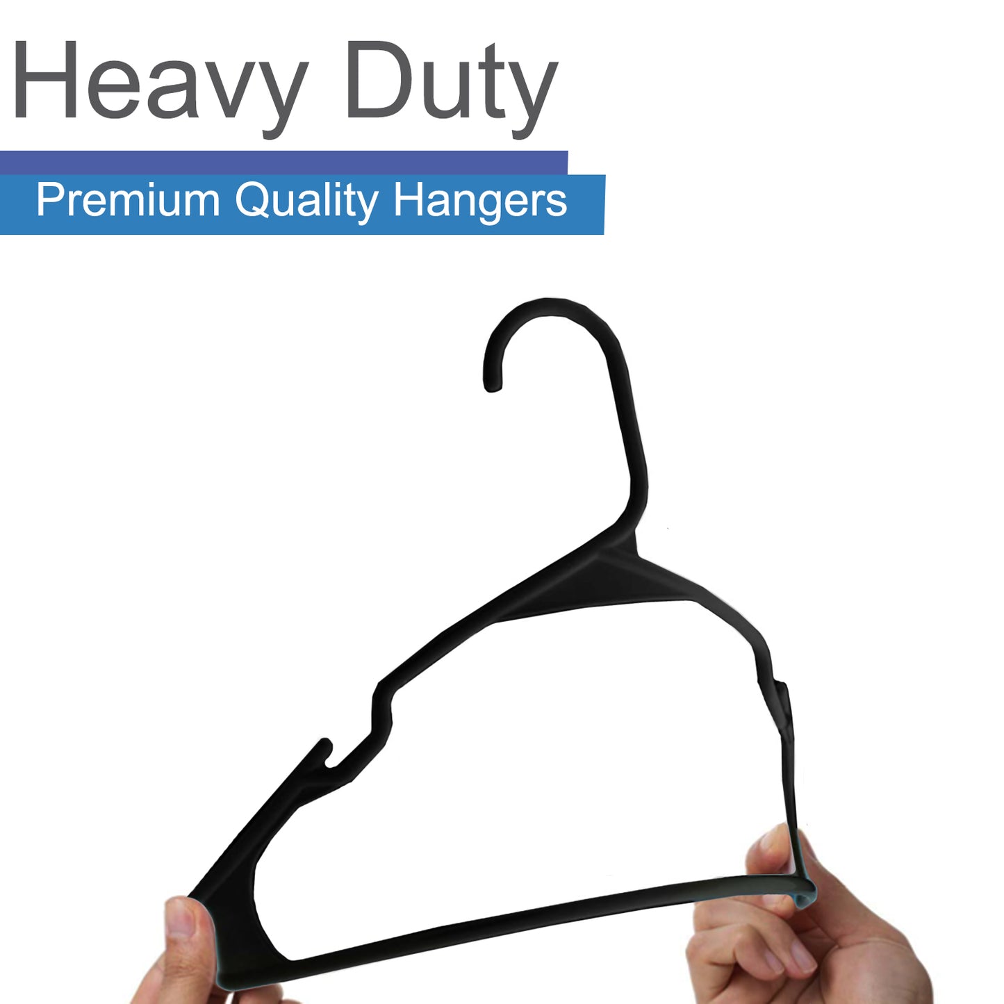 Heshberg Kids Plastic Hangers with Notched Small 60 Pack, Black