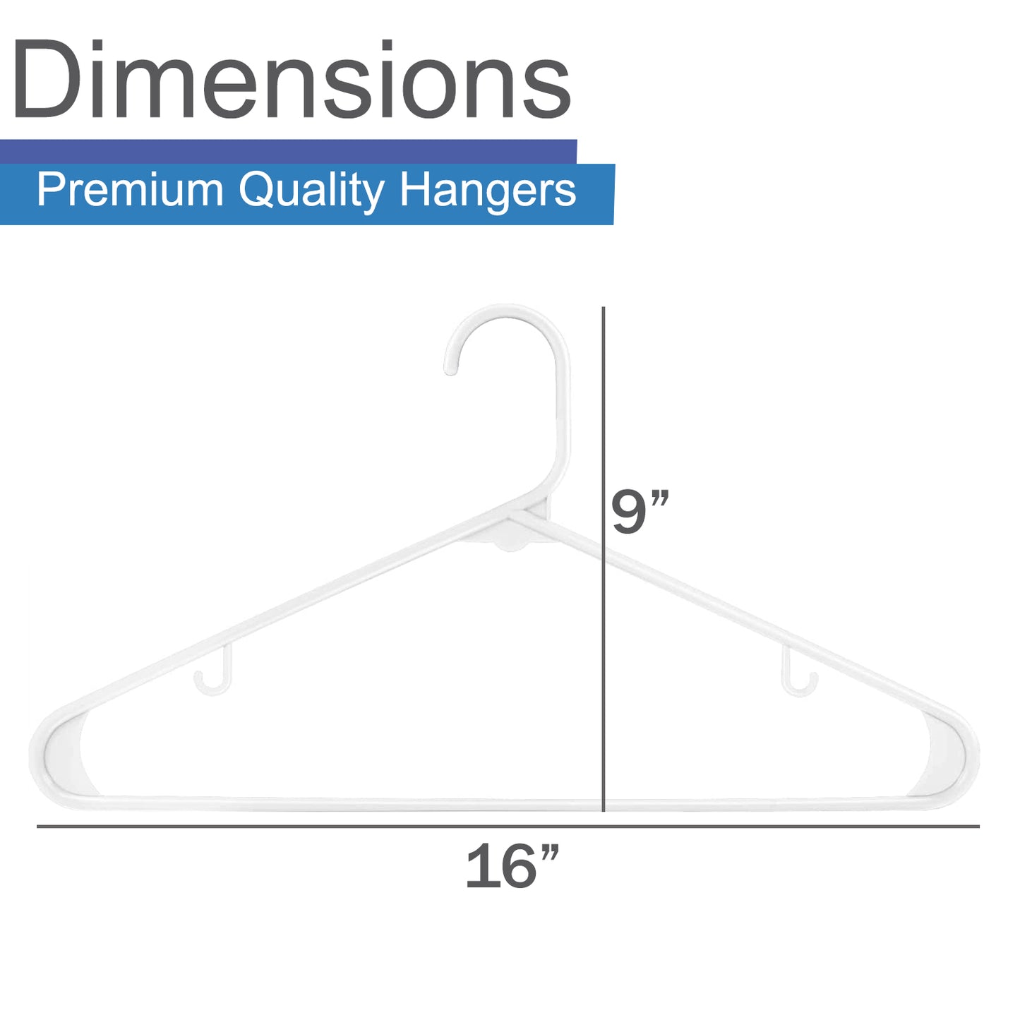 Heshberg Plastic Hangers with Hooks Standard Size  50 Pack, White