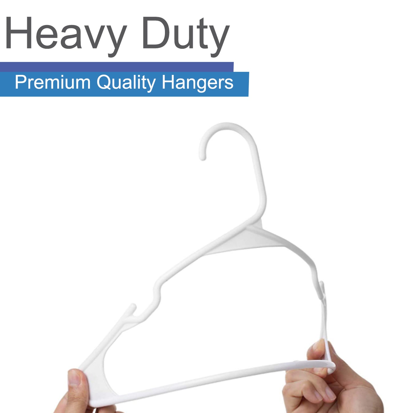 Heshberg Plastic Hangers with Notched Standard Size 20 Pack, White
